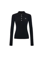 Black & Yellow Wool Polo Knit Top