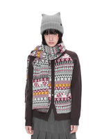 Contrast Folk Print Cardigan Set