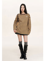 Retro Striped Relaxed Cotton T-Shirt