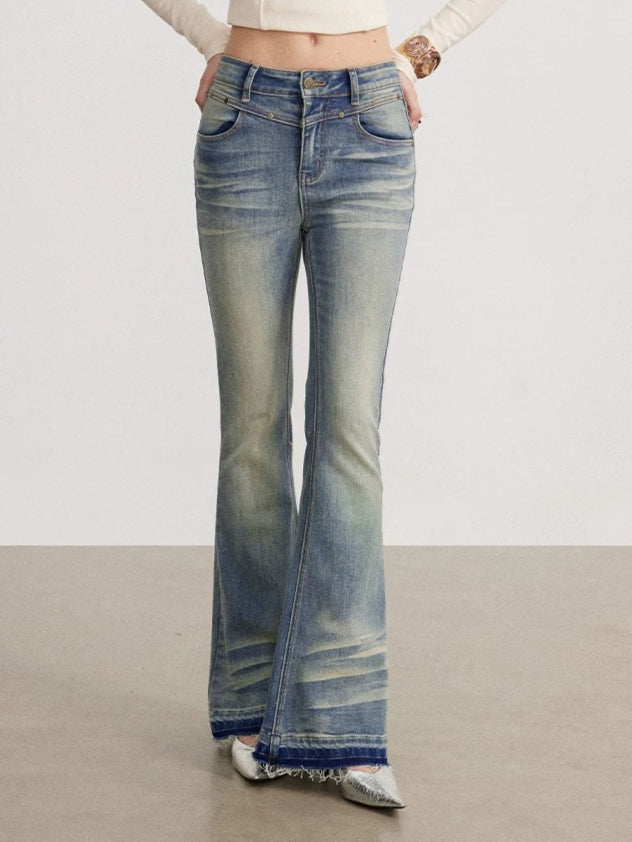 Blue Washed Flare Jeans