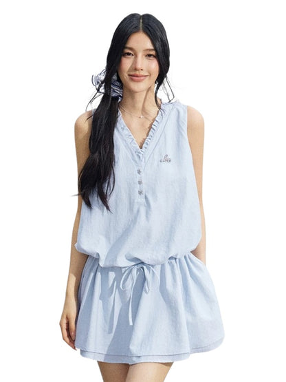Lace Tie V-Neck Dress