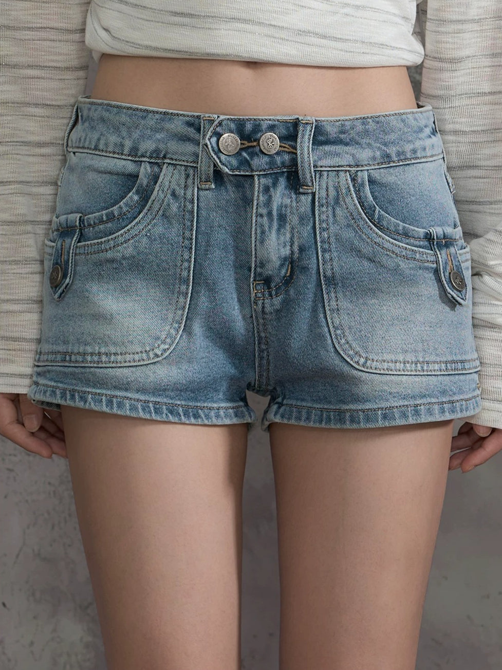 Washed Denim Shorts