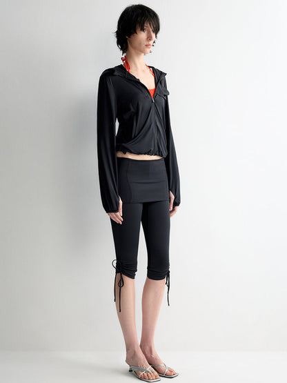 Hooded Drawstring Short Coat