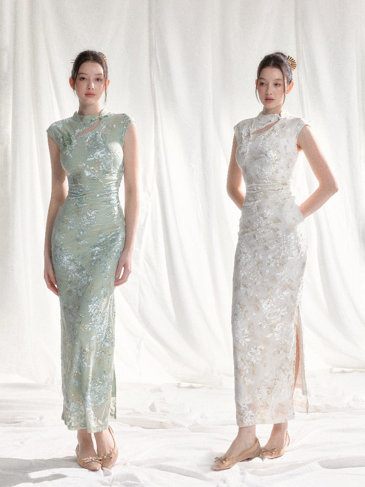 Stretch Velvet Jacquard Qipao