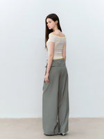 Acetate Wool Off-Shoulder T-shirt