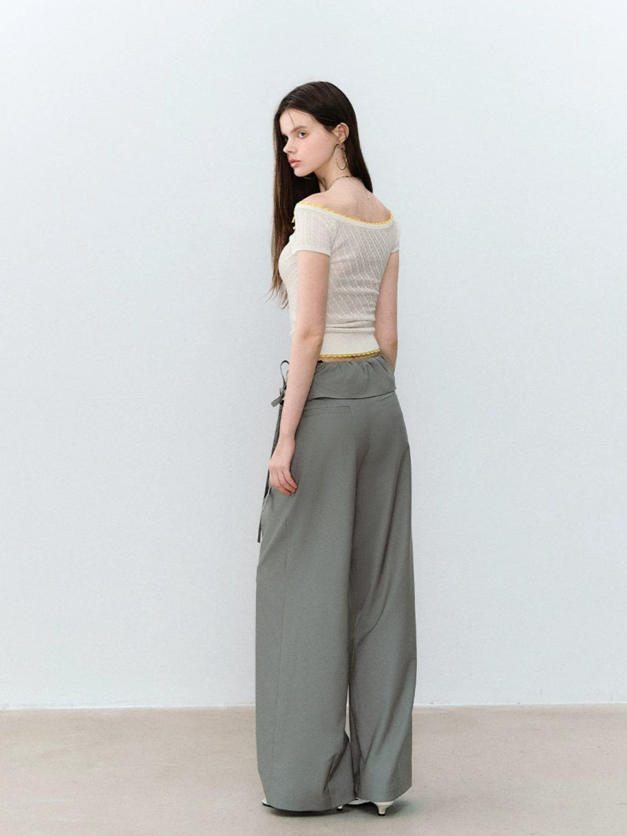 Acetate Wool Off-Shoulder T-shirt