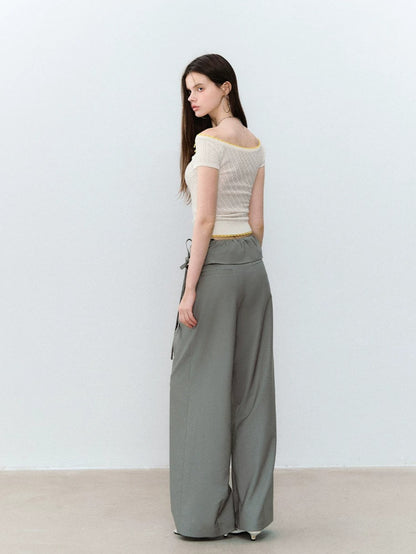 Acetate Wool Off-Shoulder T-shirt