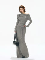 Ruched One-Shoulder Knit Dress