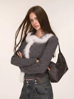 Fox Fur Trim Wool Cardigan