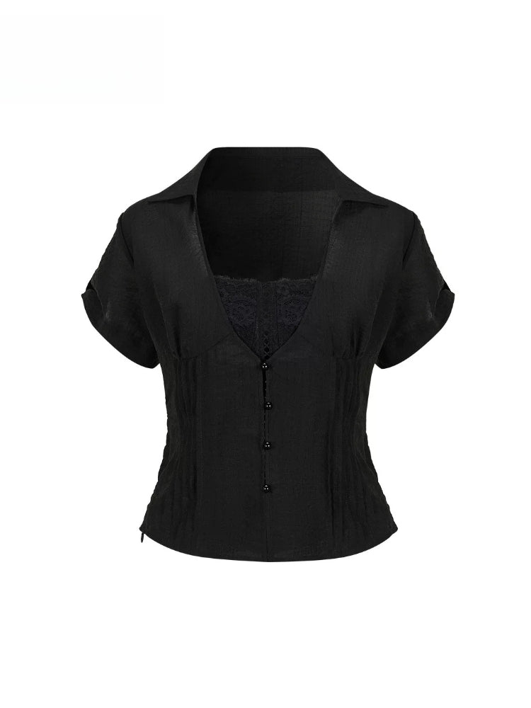 Lyocell Lace U-Neck Blouse