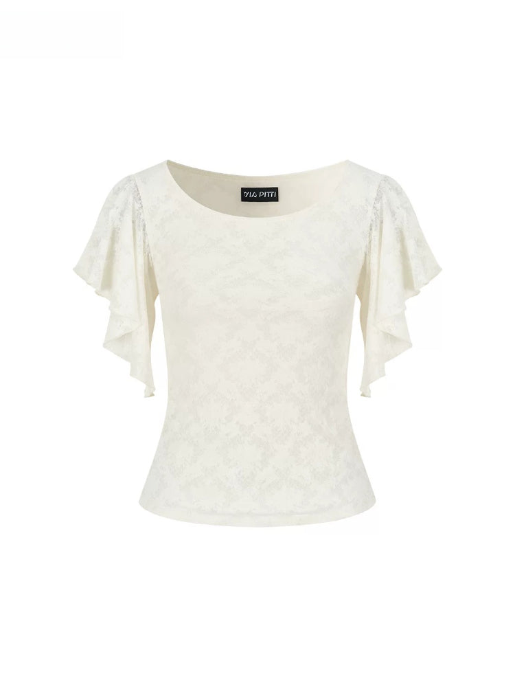 Lace Flutter Sleeve Top