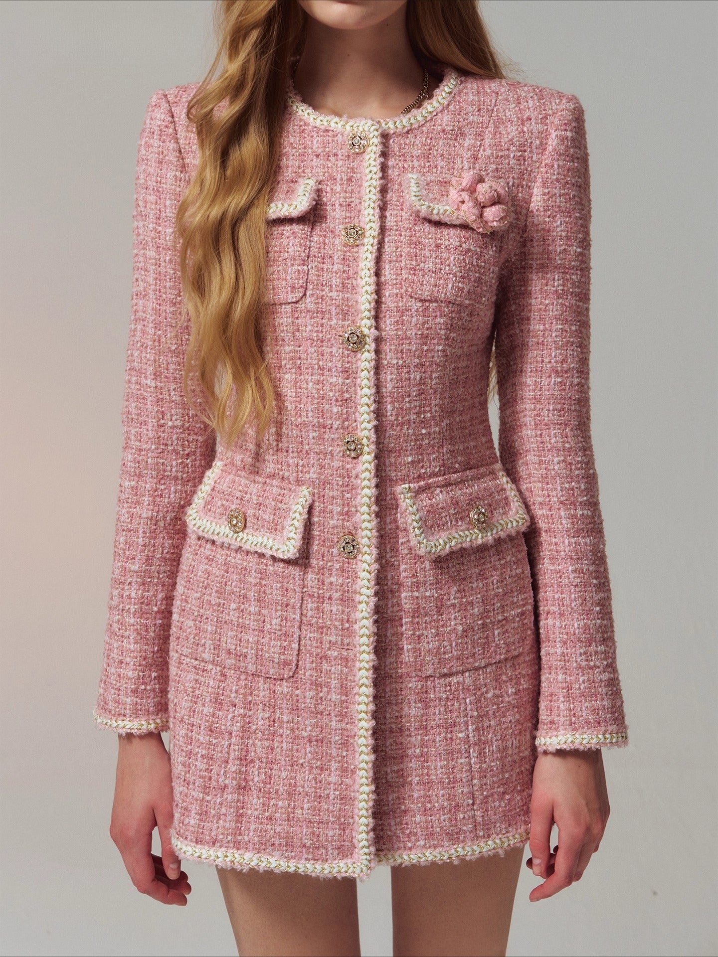 “Heiress” Petite-Tweed Fitted Dress