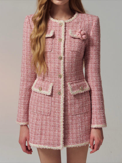 “Heiress” Petite-Tweed Fitted Dress