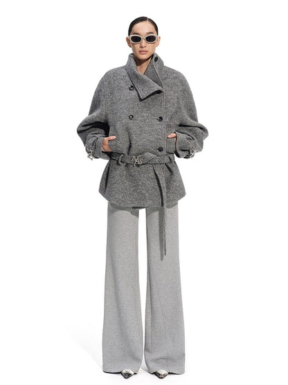 &quot;Djembe Series&quot; 90% Wool Bouclé Layered-Collar Wool Jacket