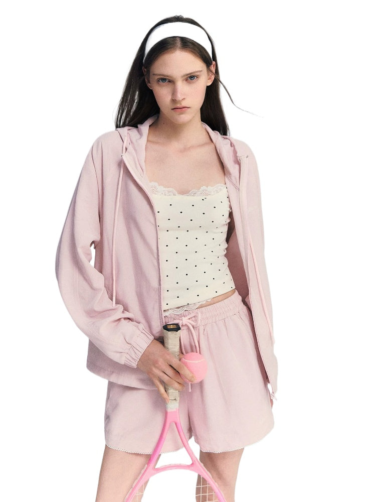 Linen Blend Hoodie Set