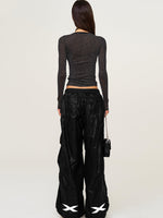 Embroidered Ultra-Light Wide-Leg Workout Pants