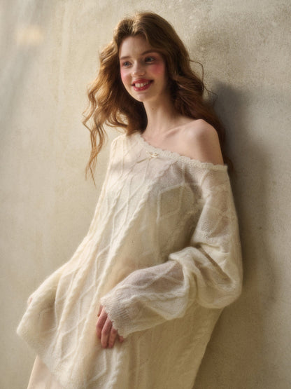 Pearl Mohair Knit Sweater