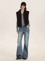 Faux Fur Knit Trim Vest
