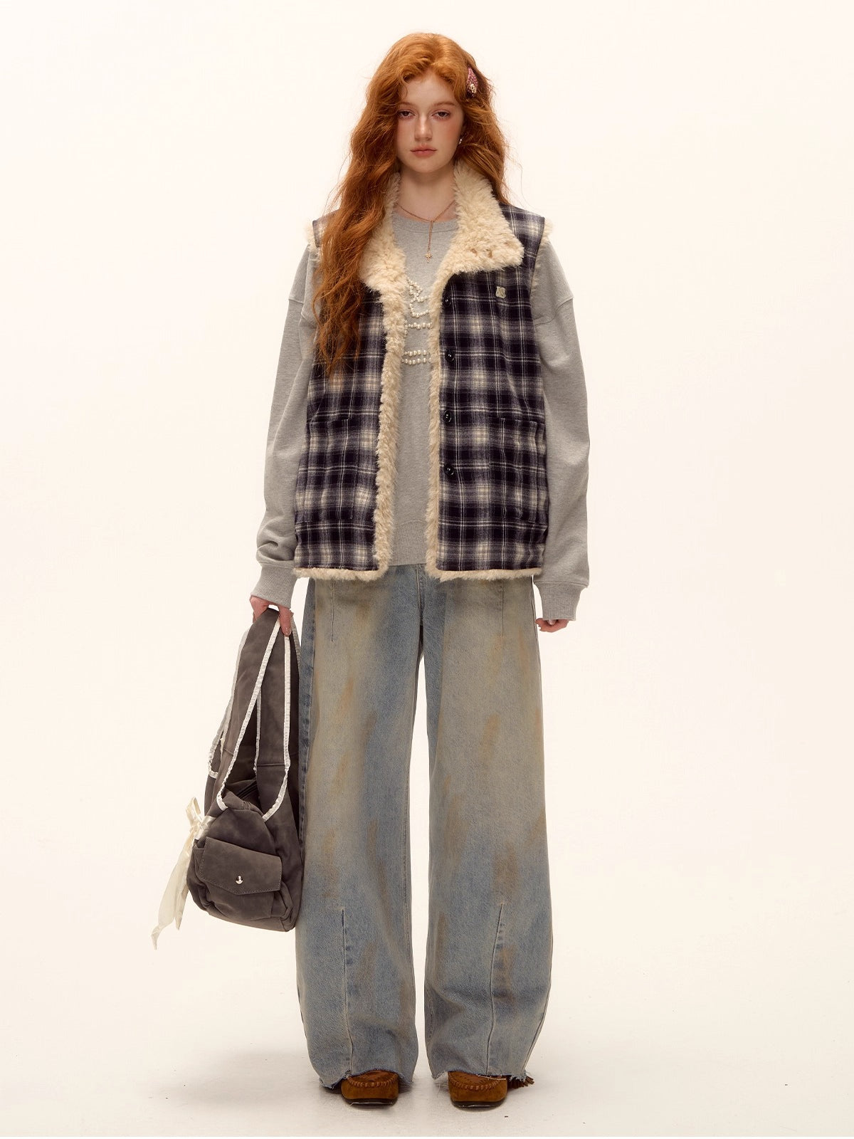 Reversible Check Fleece Vest