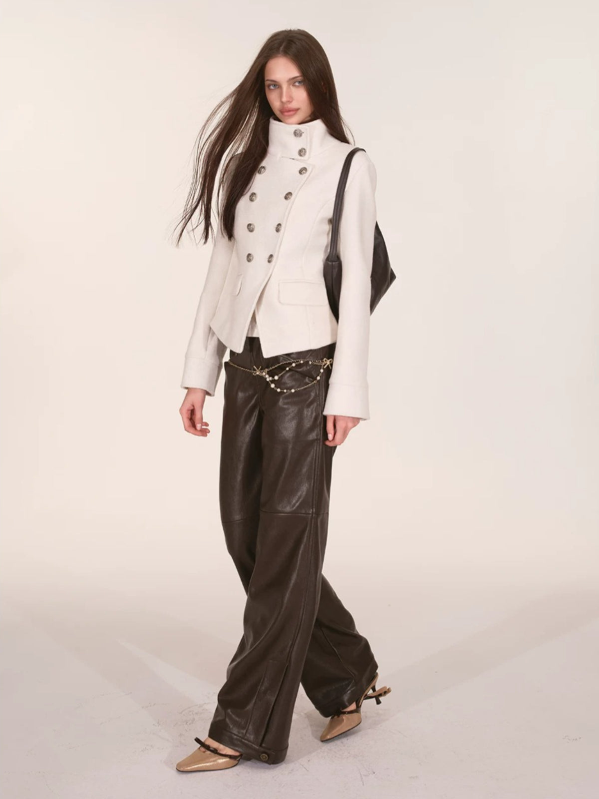 Ivory Stand Collar Military Jacket