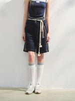 Lace-adorned Polka-dot Denim Capri Pants