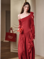 Berry Glaze Off-Shoulder Knit Maxi Dress