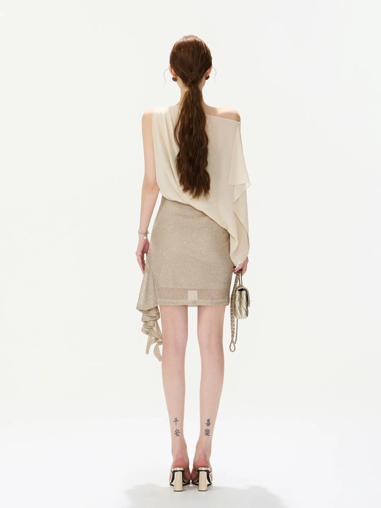 Off-Shoulder Cape Dress