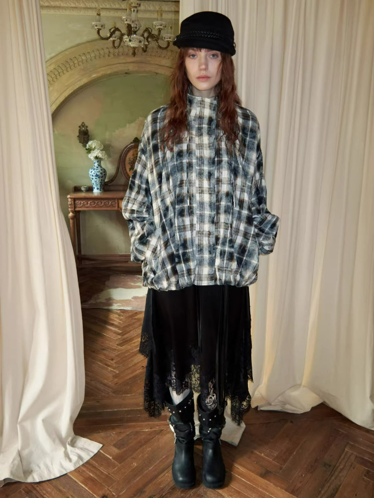 Plaid Crinkle Bubble Jacket