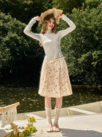 Pleated Floral Skirt