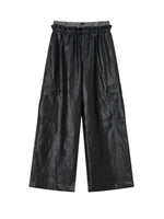 Double Waist Faux Leather Pants