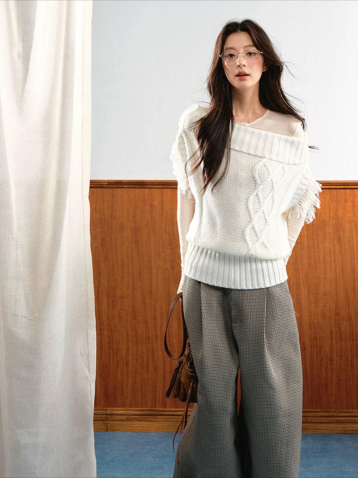 Asymmetric Cable Knit Sweater