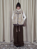 Leopard Pocket Pleated Wide-Leg Pants