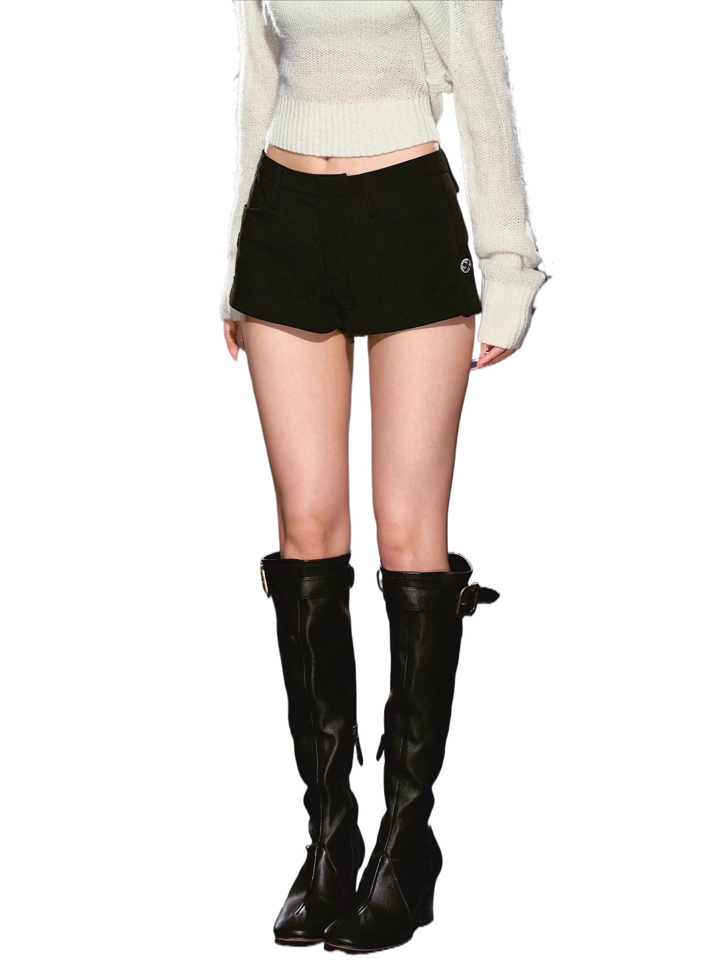 Black Mini Tweed Shorts