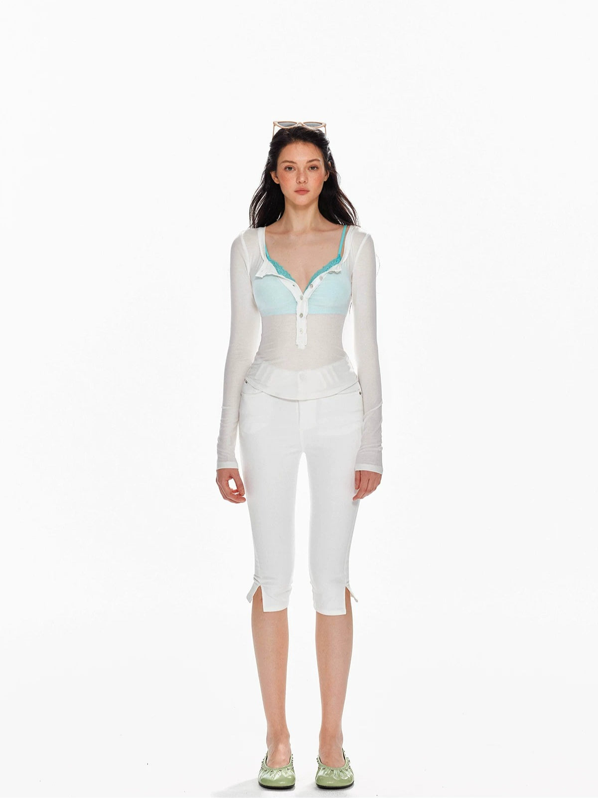 Low Waist Split Slim Fit Cropped Jeans