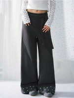 Star Detail Wide-Leg Pants