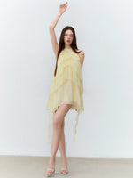 Yellow Tiered Halter Dress