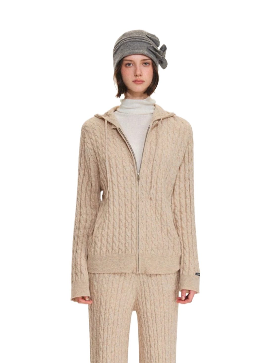 Hooded Cable Knit &amp; Pants Set