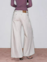 Wave Embroidered Wide-Leg Pants