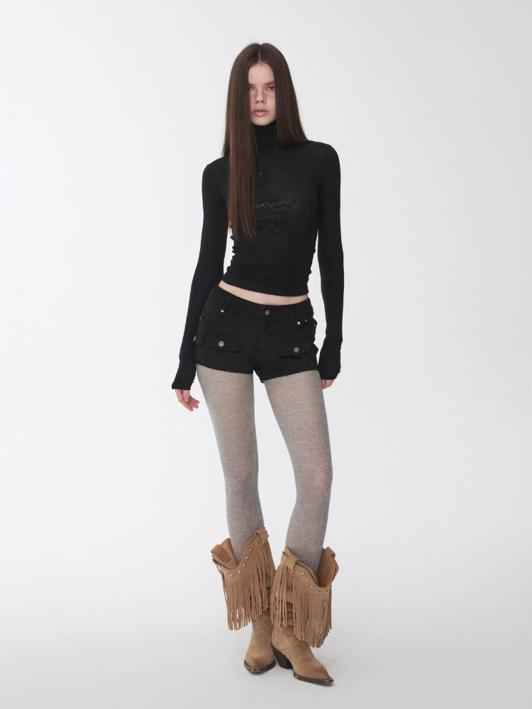 Suede Studded Cargo Shorts