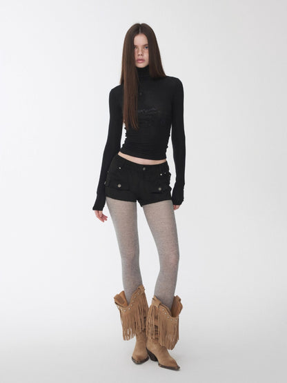 Suede Studded Cargo Shorts