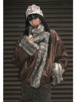 Faux Leather Fur Lined Jacket