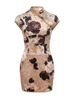 Velvet Blossom Qipao Dress