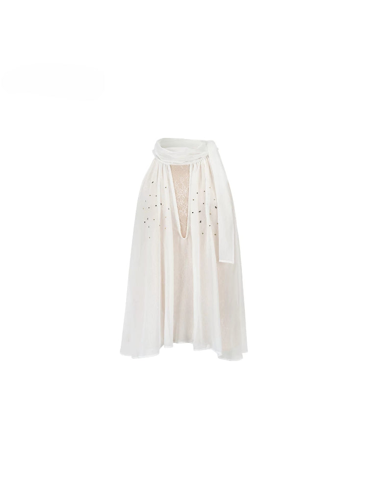 Sheer Rhinestone Chiffon Top