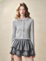 Embroidered Wool Hollow Cardigan & Tank Top Set