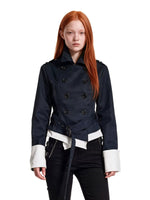 Faux Layered Cropped Trench Jacket