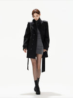 Black Belted Double-Breasted Coat
