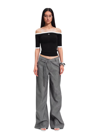 Rhinestone Wide Pants