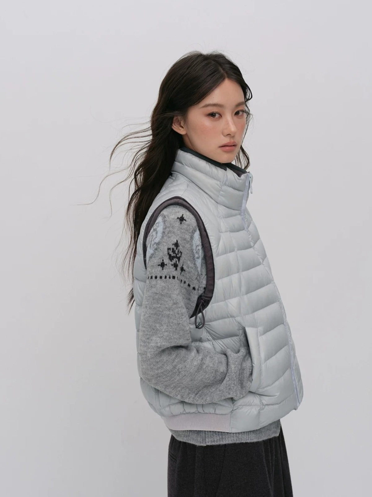 Contrast Quilted Down Vest