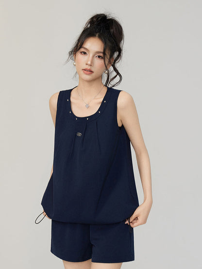 Solid-Color Cooling Vest &amp; Skirt Set