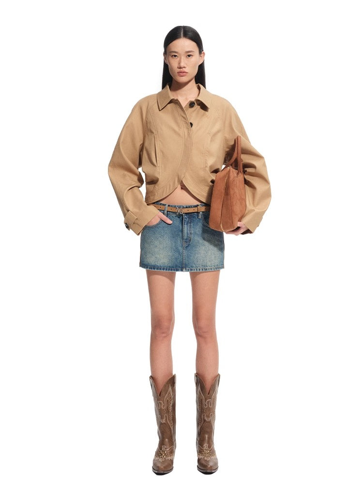 Black &amp; Brown Lyocell-Cotton Moto Jacket
